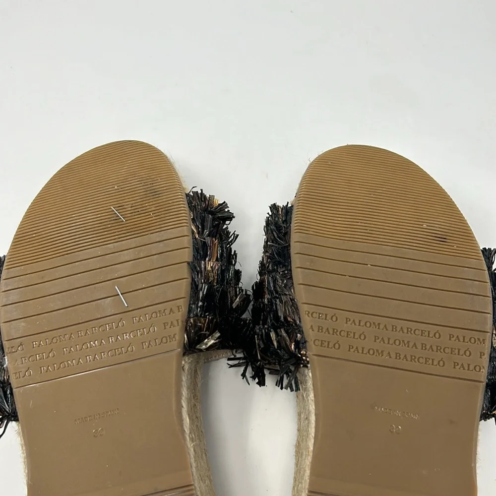 Paloma Barcelo Brown Raffia Espadrille Slip On Slide Platform Sandals EU Size 39